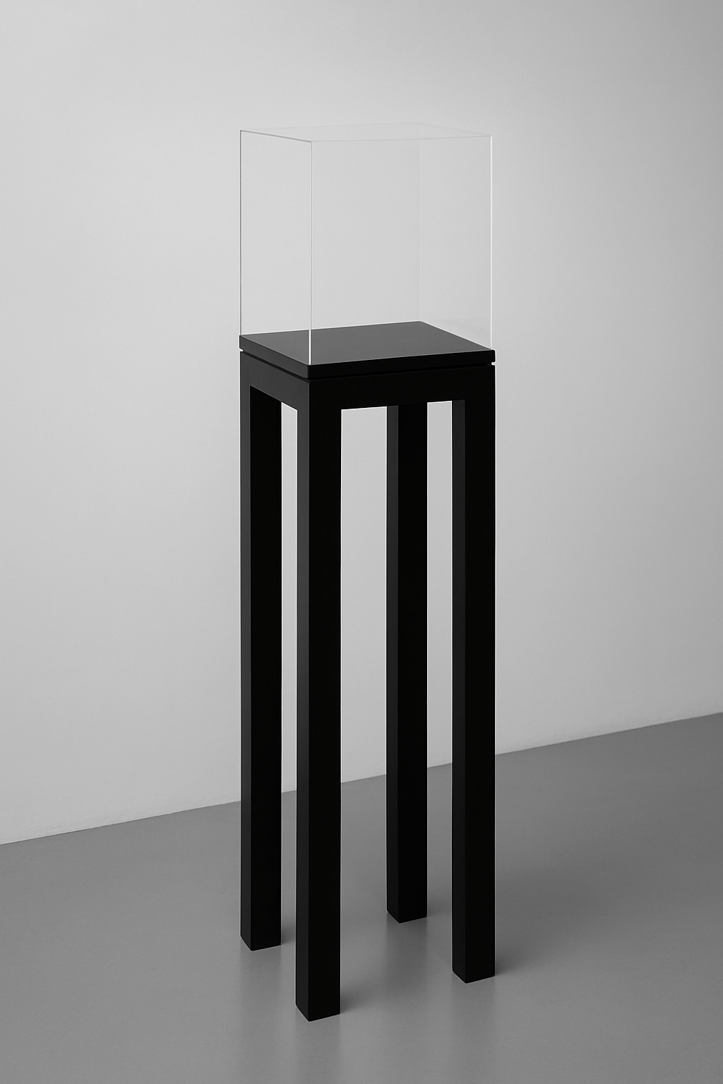 totem da terra con gambe e teca in plexiglass